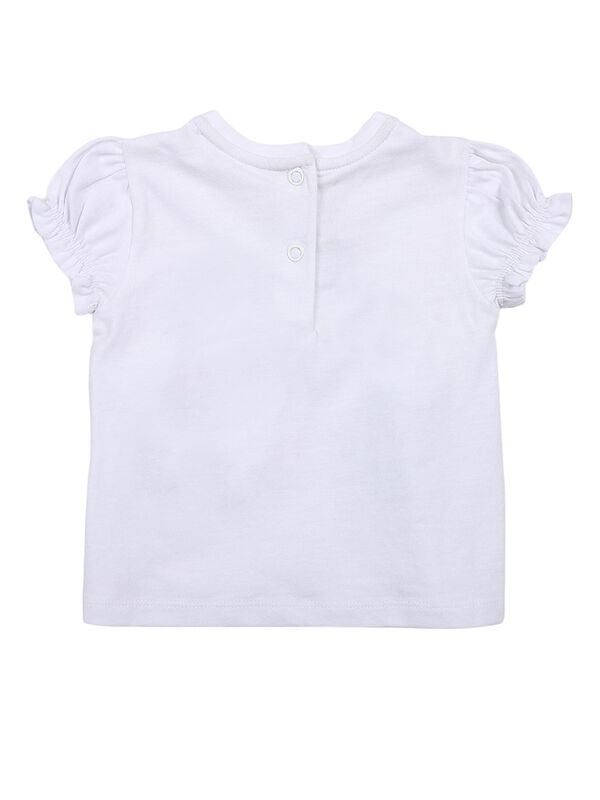 Girls White Printed Short Sleeve Knitted T- Shirt image number 1